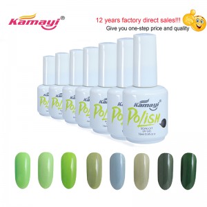 Kamayi Hot Sale 15 ml Professionel organisk UV-farve Gel neglelak Grøn stil Gelpolje til neglekunst